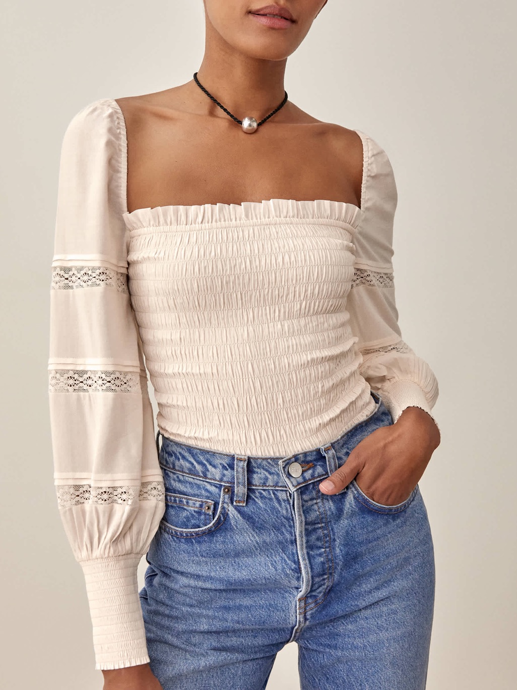 Reformation Clancy Long Sleeve Top, New